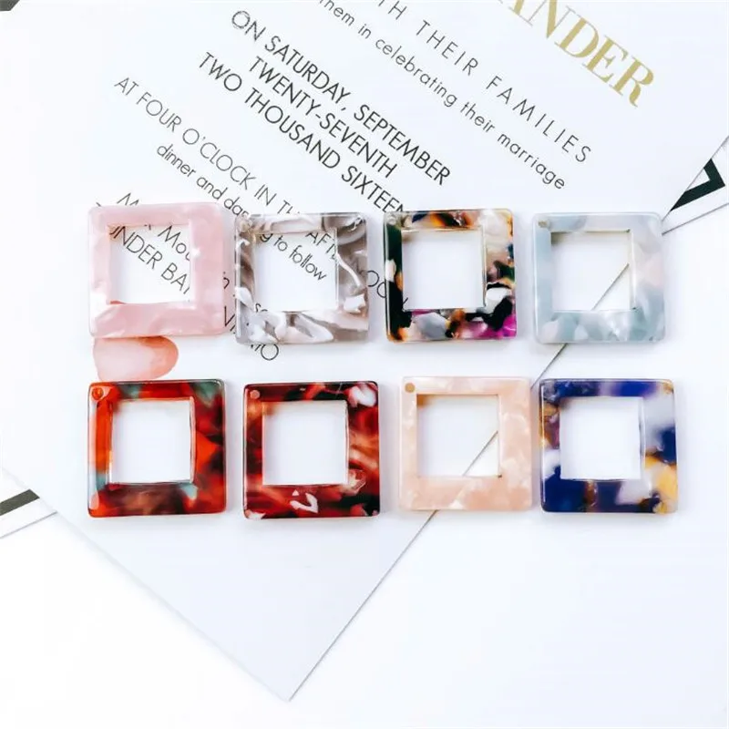 

10pcs/lot Square Tag Acetic Acid Resin Charms Connectors for Earring Pendant Earring Accessories diy Handmade jewelry making
