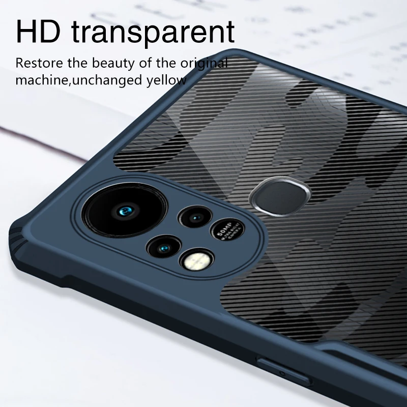 rzants for infinix hot 11 11s case hard camouflage cover tpu frame bumper half clear phone shell free global shipping