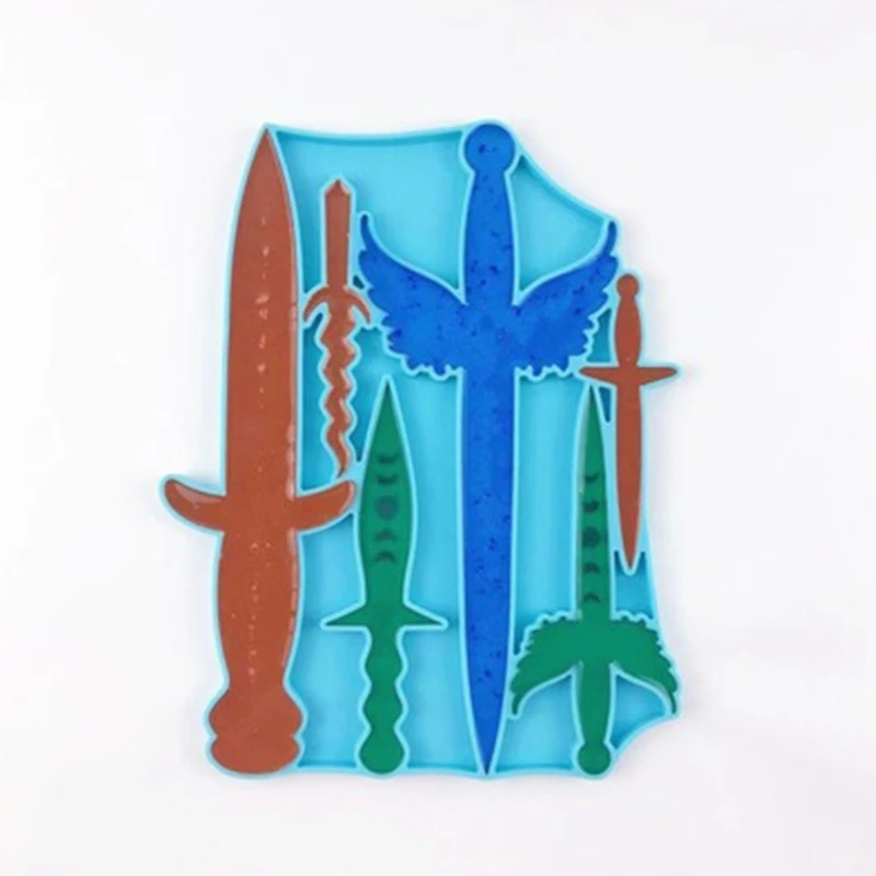 

Keychain Epoxy Resin Mold Dagger Silicone Mould DIY Crafts Jewelry Pendant Casting Tool K9FE
