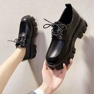 Women Platform Flats Heel Shoes Lace up Flats Women Fashion Shoes For Women PU Leather Flats Female