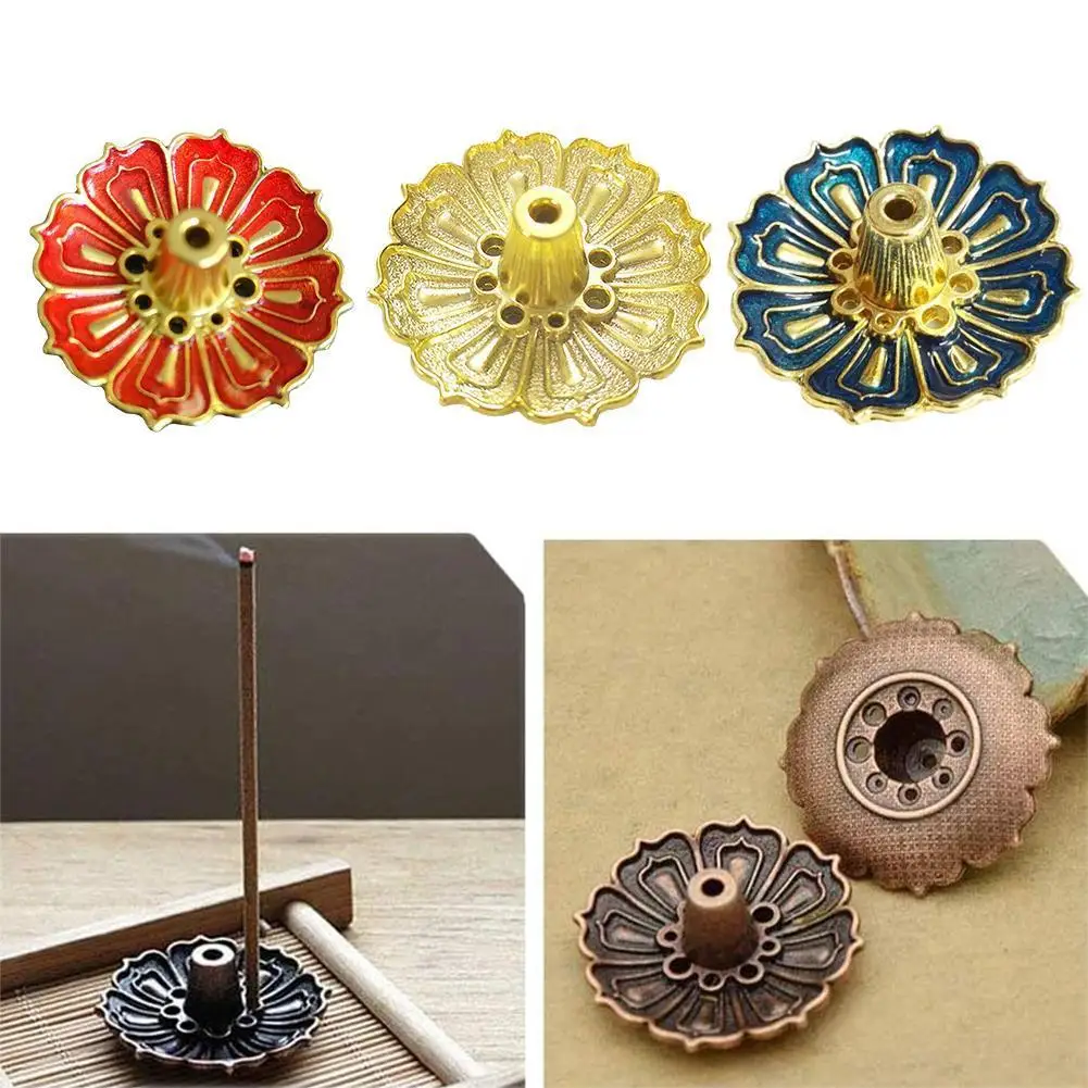 

New 1PC Alloy Incense Burner Stick Holder Plate Buddhism Censer Bronze Nasturtium Incense Burner