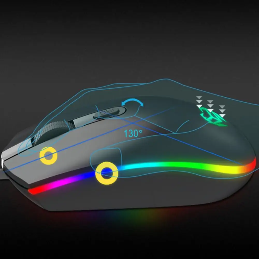 

ZL USB Wired Gaming Mouse, RGB Light 800/1200/1600 DPI Optical Engine Business Mice With 1.4M Cable