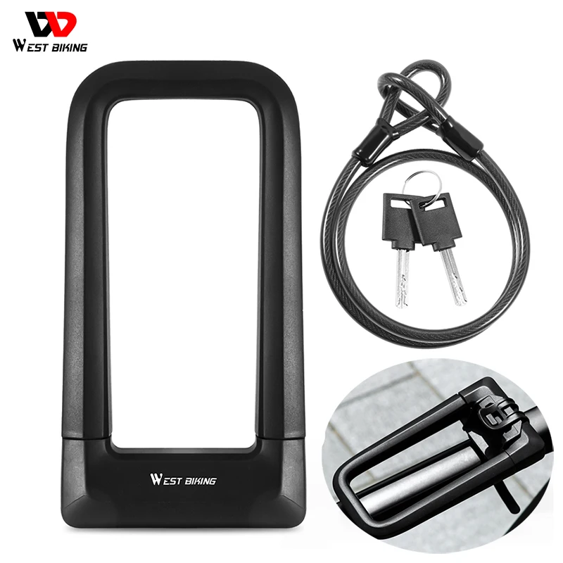 

WEST BIKING Anti-theft Bicycle U Lock Set Anti-12 Tons Hydraulic Shear Safety Cable Padlock Motorcycle Scooter Bike Accessories