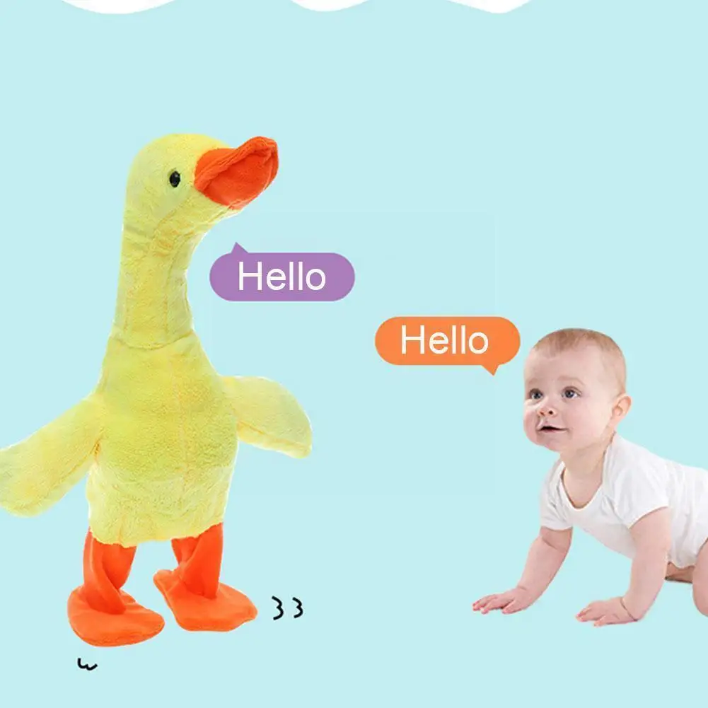 

Talking Duck Speak Talk Sound Record Repeat Straw Hat Animal Toy Birthday Kawaii Duck For Children Duck Plush Kids Stuffed F6H3