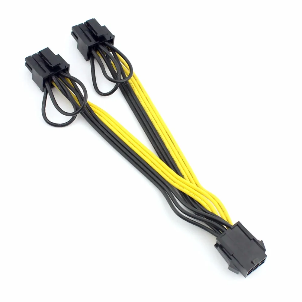 PCI-E 6pin Female to Dual 8pin(6+2) Y-Splitter Cable Graphics Video Card Power Supply Adapter Cables 18AWG Line 15cm