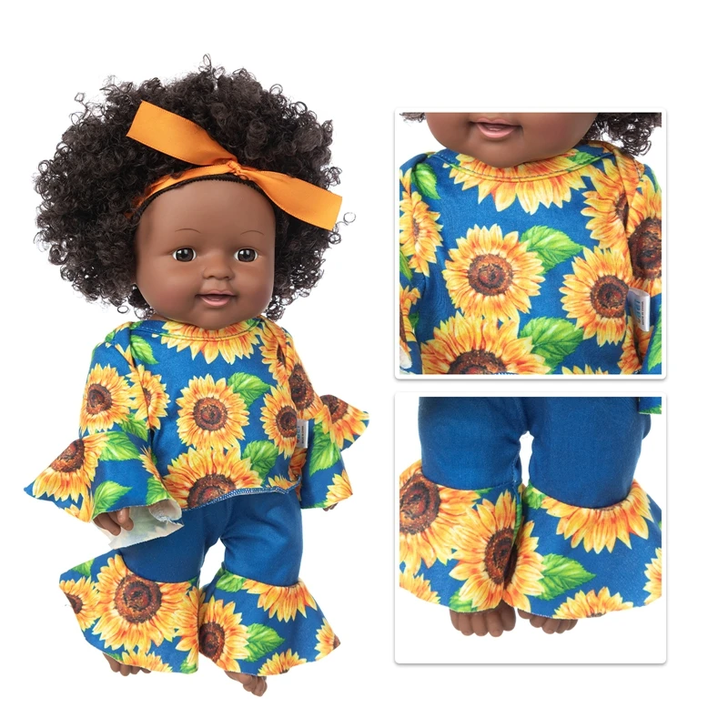 

30cm Flower Suit New baby dolls silicone African viny 12inch Reborn baby poupee boneca baby soft toy gift todder