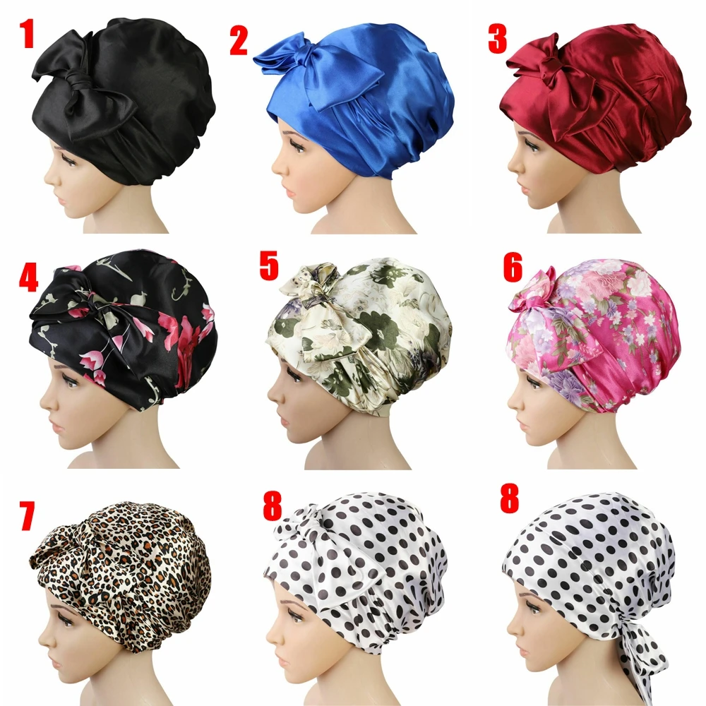 

1PC Night Sleep Cap Silky Head Cover Hair Loss Chemo Cap Soft Satin Bonnet For Women Hair Styling Caps Night Sleep Satin Hat