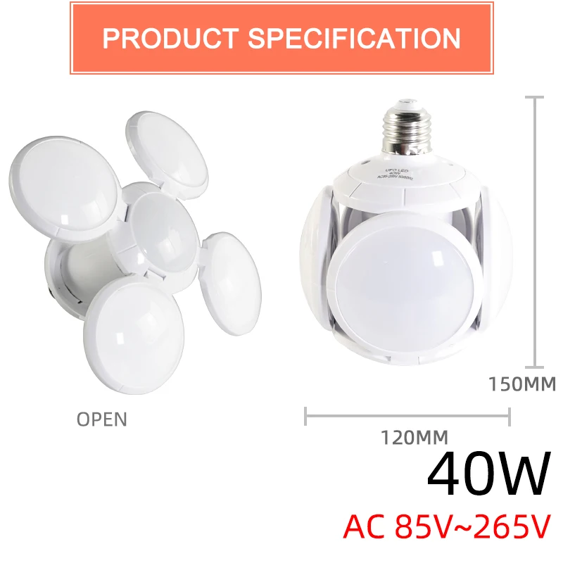 

New LED Bulb E27 60W 40W 30W 9W LED Light Football AC110V 220V LED folding leaf lamp Bombilla Lampada UFO lamp LED Bulb for home