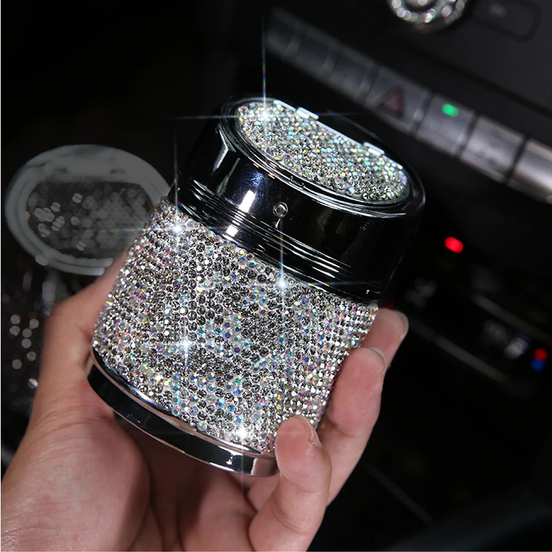 Bling Стразы портативная автомобильная пепельница светильник кой Кристалл