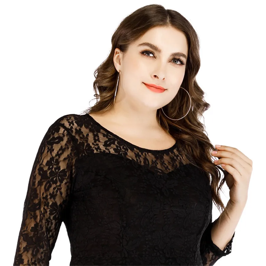 

New Lace Long Dress Elegant Summer Wear for Party Wedding Dress Women Black Red Pink White Color Vestidos 5XL 6XL Evening Dress
