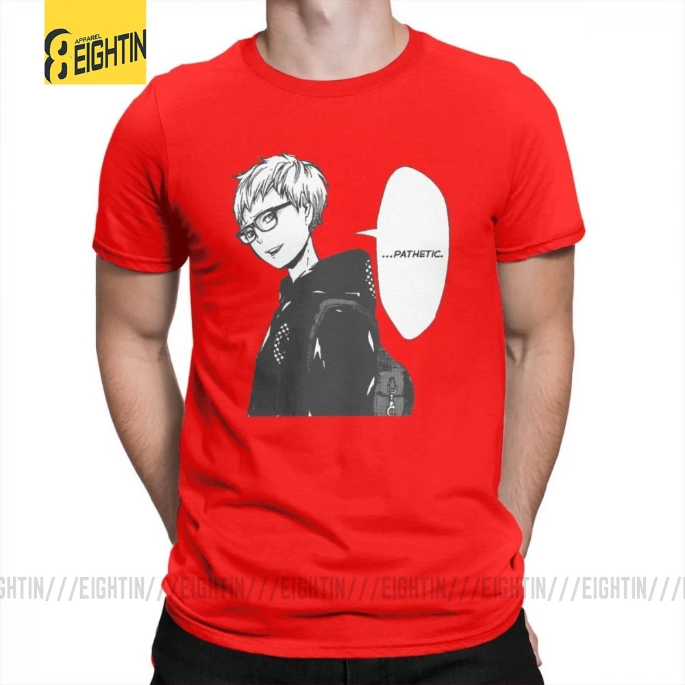 Футболки Haikyuu, футболки Tsukishima Kei, Классические летние футболки с коротким рукавом и круглым вырезом, хлопок, комиксы, футболки для мужчин, большие размеры - Цвет: Красный