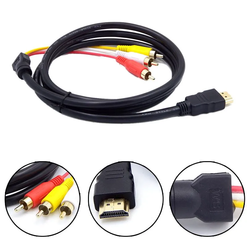CARPRIE HDMI в RCA кабель штекер 3RCA AV композитный M/M Соединительный адаптер передатчик 1 5
