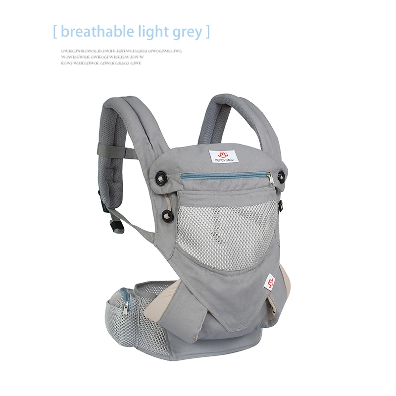 light grey Новорожденный эргономичная Сумка-кенгуру для ребенка, на четыре сезона, с одним плечевым ремнем спереди типа «кенгуру» дорожная сумка для путешествий на лямках для малышей от 0 до 36 месяцев - Цвет: light grey