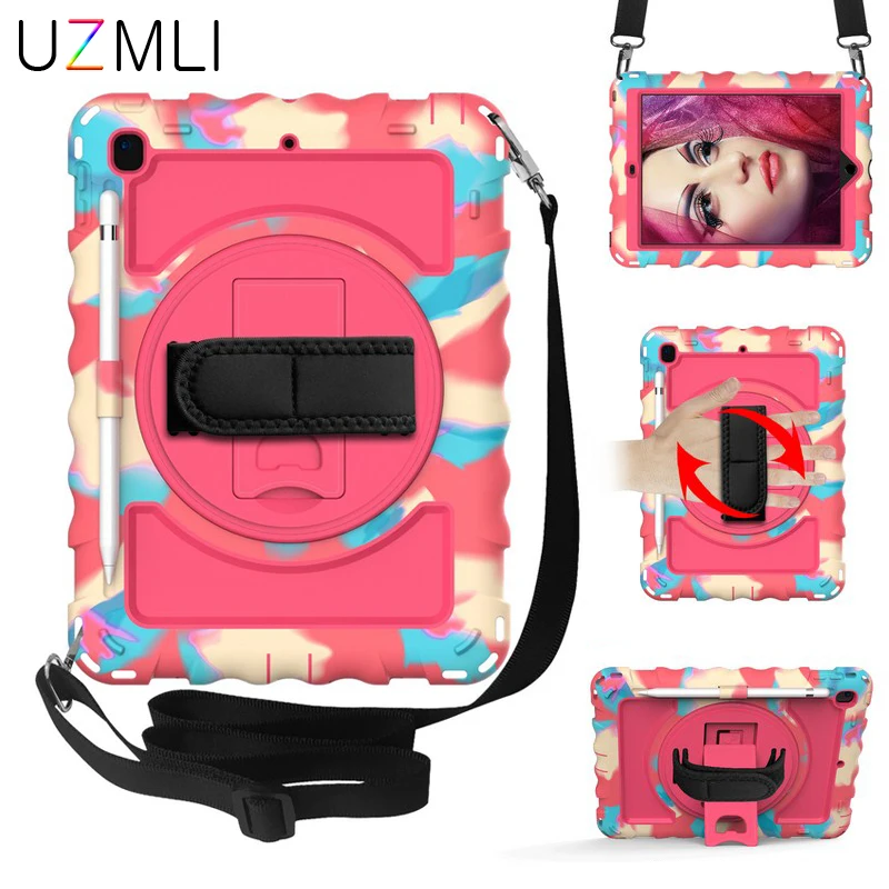 

Shockproof Kids Case for New iPad 2017 2018 air 2 Pro 9.7 Tablet Heavy Duty Safe Silicon PC Stand Cover with Hand Shoulder Strap