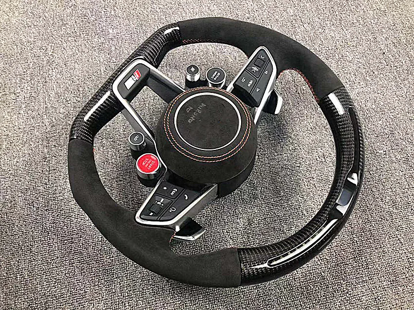 Светодиодный гоночный из углеродного волокна руль с кнопкой MFS для Audi R8- TT- TTS- TT RS