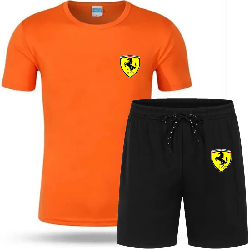 

2021 New Summer Men's Sports Suit Brand Men's Short-sleeved T-shirt + Shorts 2-piece Suit Comfortable And Breathable T-shirt