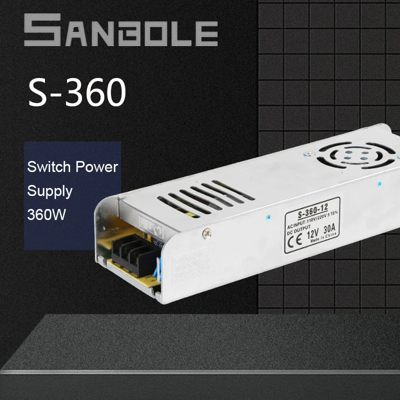Светодиодный импульсный режим питания 360 Вт 12V30A полоса металлический