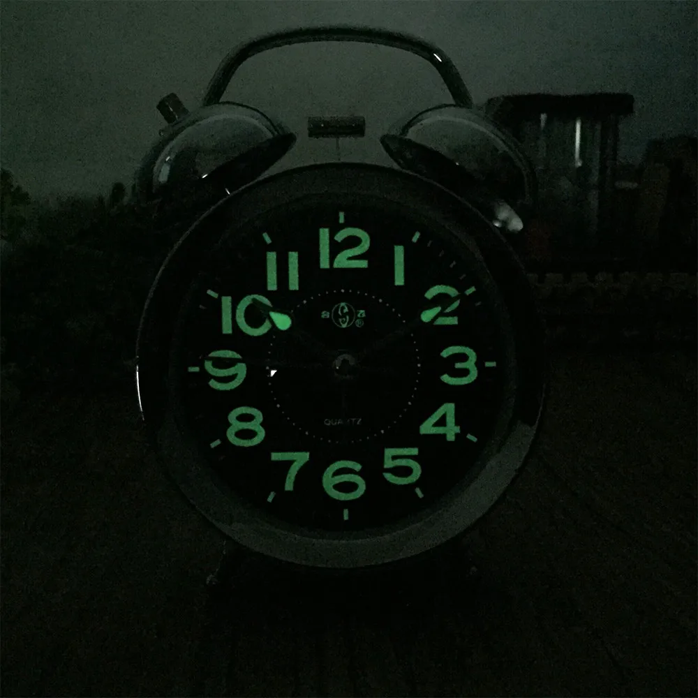 Металлический будильник с большим звуком прикроватные часы функцией ночного