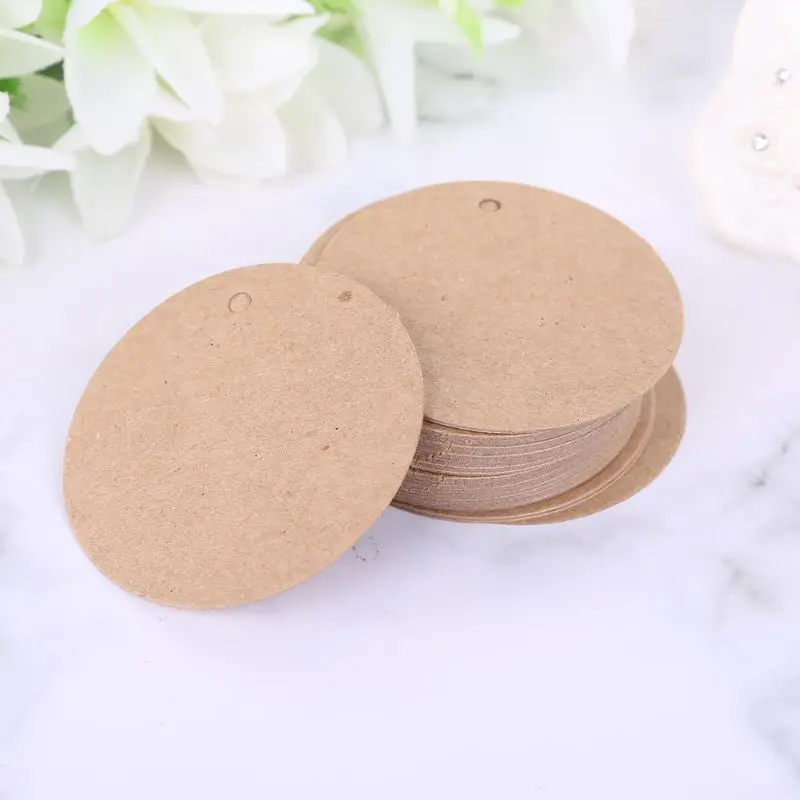

100pcs Round Kraft Paper Gift Tags with String DIY Holiday Christmas Label Card