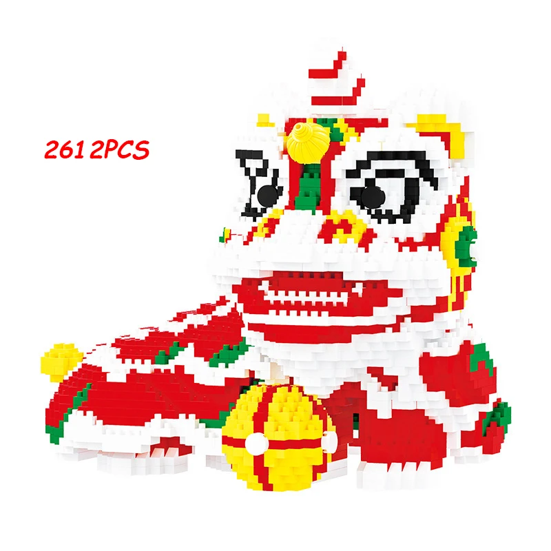 

Animals Lion Dance Blocks 2612pcs Small Particles Building Bricks Kids Toys Animal Figures Assemble Auction Model Toy Kids Gifts