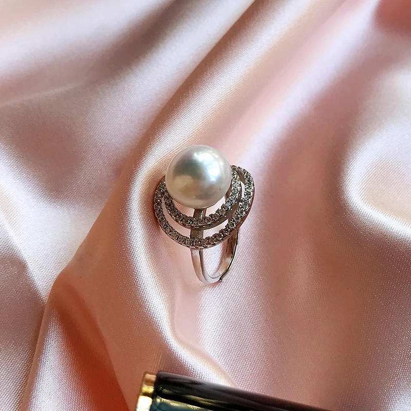 Черная пятница женское серебряное кольцо с натуральным жемчугом большой белый