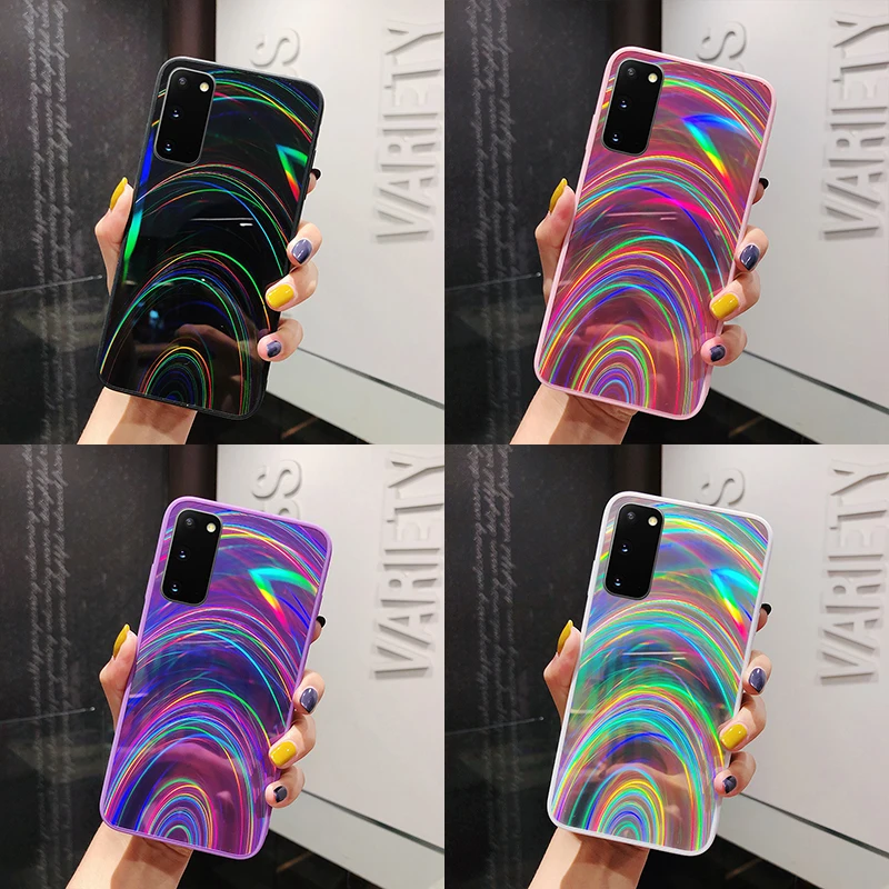 Радужный чехол для Samsung Galaxy A71 A51 A70 A50 A30 A20 A10S S20 Ultra S11 S10 S9 S8 Plus A7 2018 Note 10 Brilho Capa|Бамперы| |