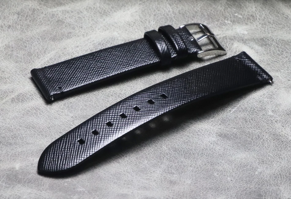 High Quality Vintage Genuine Leather Watchband Black Watch Straps 18mm 19mm 20mm 21mm 22mm Retro Wristband Bracelet Solid Buckle