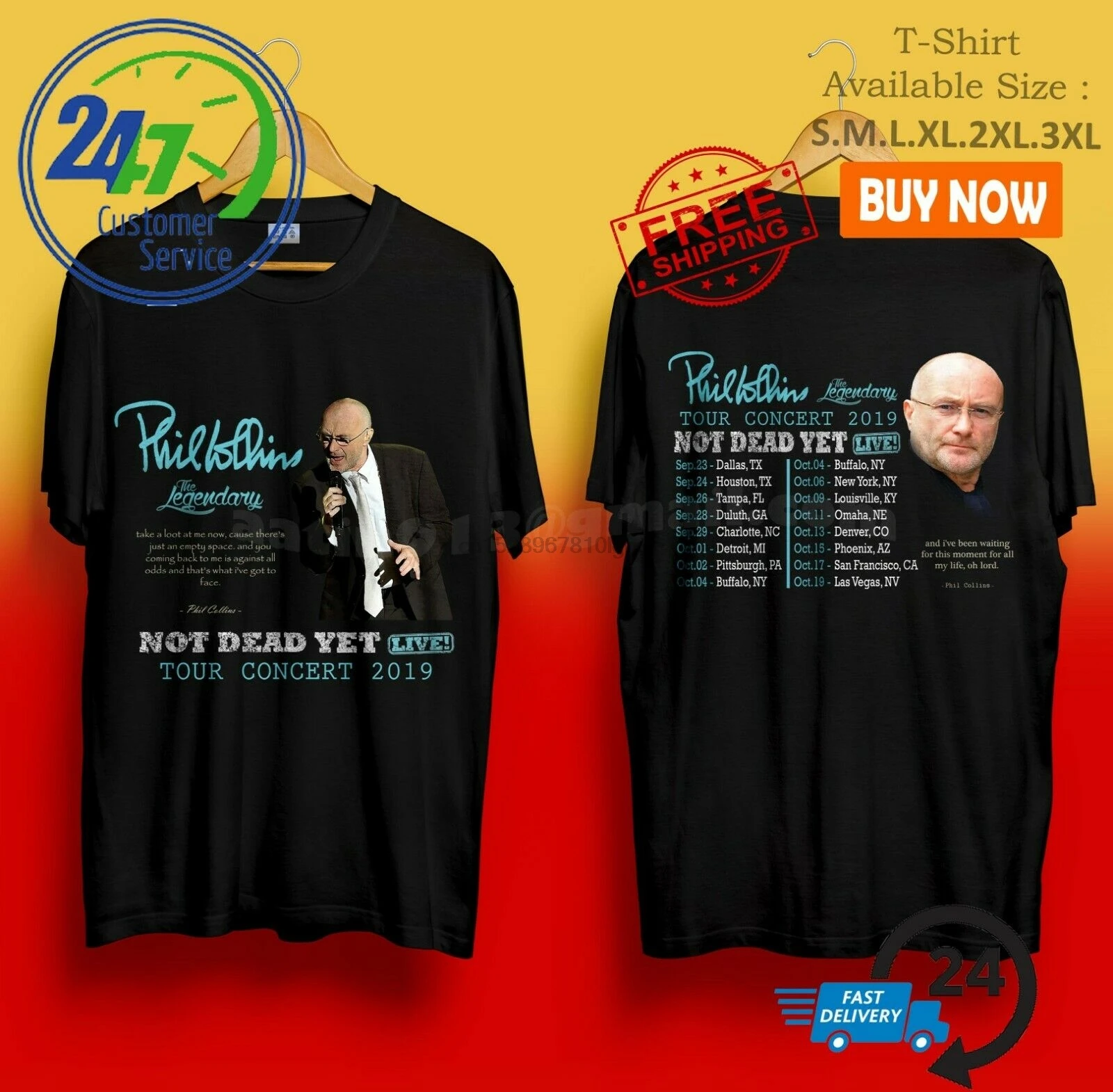 Футболка с Филом Коллинз еще не мертвый концерт тур размер S - 3Xl | Мужская одежда