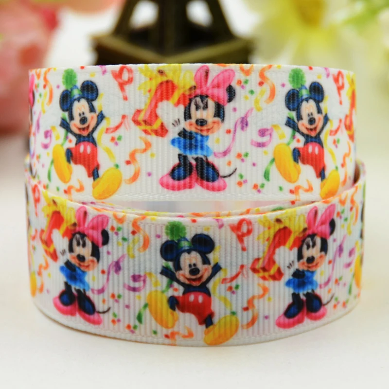 X 01235 7/"(22 мм) Рубан Микки Минни мультфильм напечатанный корсажная лента вечерние атласные ленты украшения OEM 10 ярдов - Цвет: X 01235