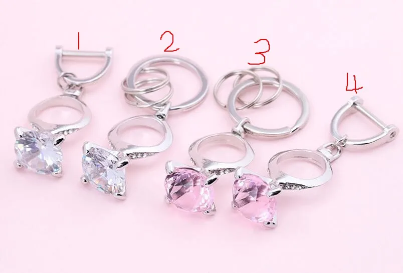 

Crystal Diamond Ring Keychain Big Diamond Ring Car Key Ring Pendant Female Zircon Ring Wedding Gift
