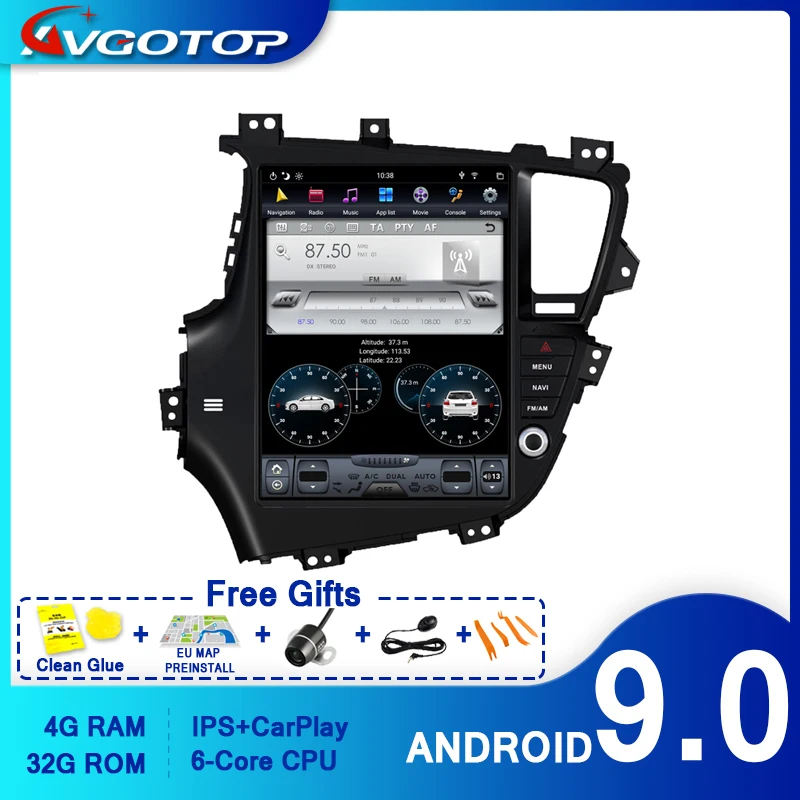 

Автомобильный мультимедийный плеер AVGOTOP Tesla для KIA K5 OPTIMA GPS WiFi Carplay 4 ГБ 32 ГБ Android 9,0 автомобильное радио