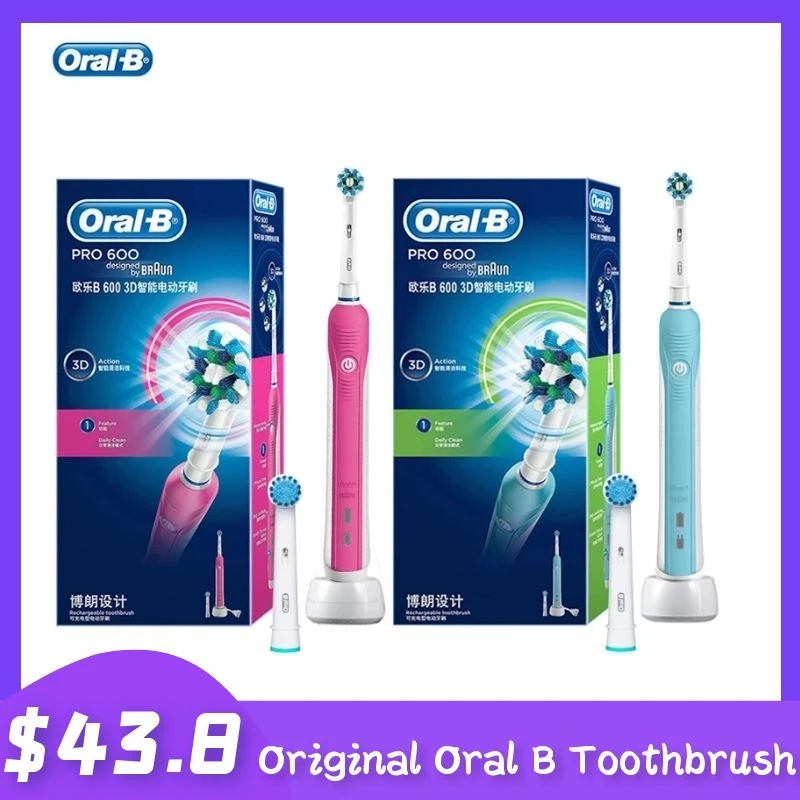 

Oral B PRO600 Electric Toothbrush 3D Deep Clean Teeth Whitening Automatic Timer Rechargeable Tooth Brush Replacemnt Brush Head