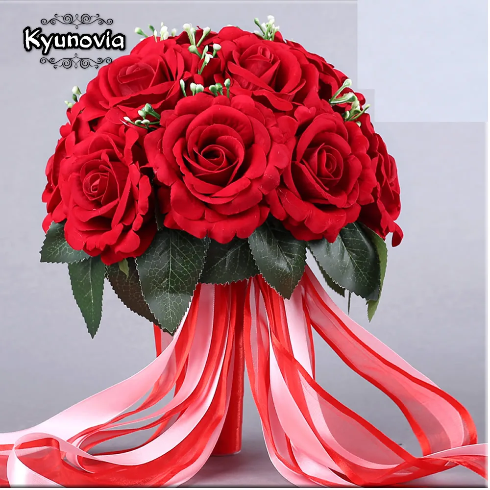 Kyunovia 15 шт. красные настоящие на ощупь розы свадебные букеты Свадебные украшения