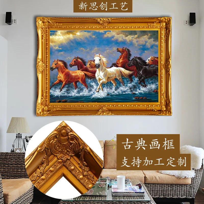 

European classical oil painting frame custom retro artwork frame decorated mirror photo frame decorative solid wood line high-en