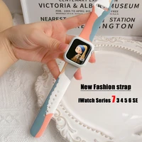 printed strap for apple watch band 44mm 40mm 45mm 41mm 38mm 42mm smartwatch watchband silicone bracelet iwatch series 7 5 6 se