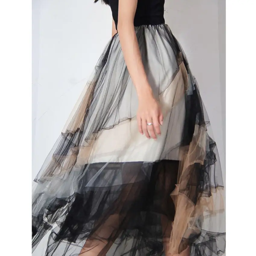 

Multi-layer splicing gradient contrast gauze skirt summer new irregular mesh skirt skirt cake fluffy tutu skirt party dress