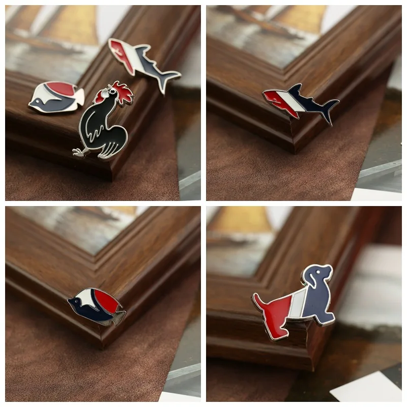 Wukaka цветная эмалированная петух Акула брошь с рыбой булавки для мужчин костюм