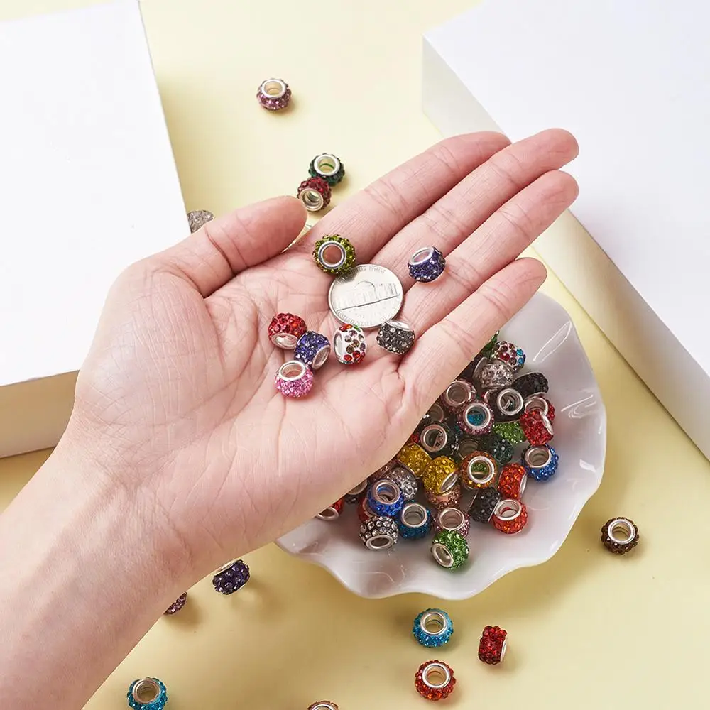 Бусины из полимерной глины стразы Европейские россыпью для изготовления