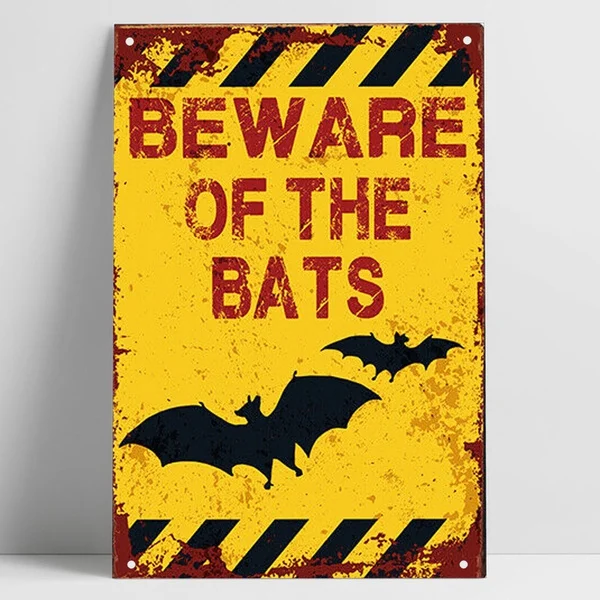 

Остерегайтесь летучих мышей, ретро винтажная заправочная станция, магазин гаража, мужская пещера, металлический жестяной знак, настенный х...