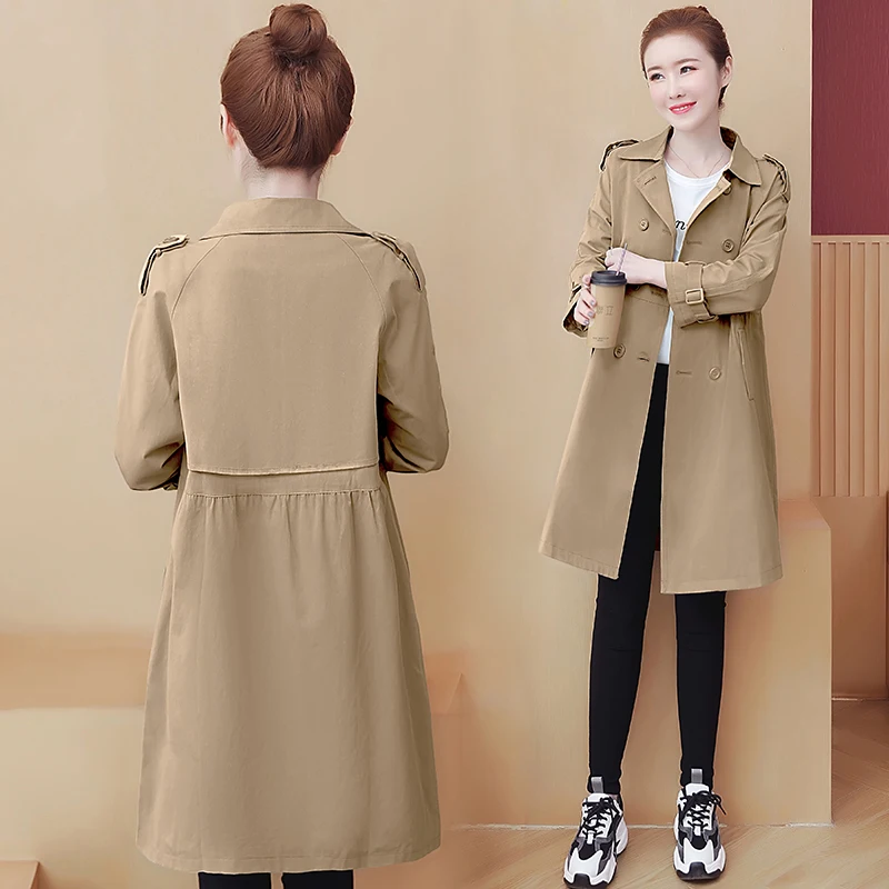 Тренчкот женский однотонный ветровка с длинным рукавом модель W1818 большого