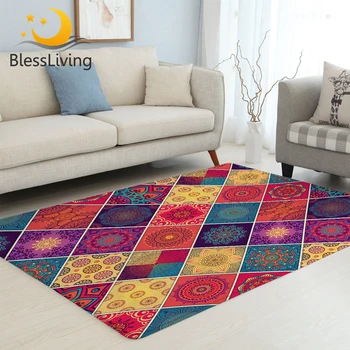 BlessLiving Flower Large Carpet for Living Room Floral Soft Floor Mat Mandala Geometric Area Rug Cozy Alfombra 152x244cm Rug 1