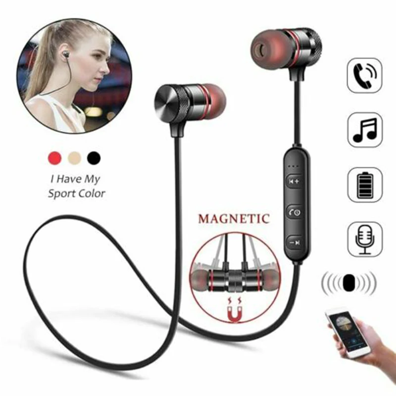 Магнитные беспроводные наушники Bluetooth Спортивные Беспроводные для бега игровая