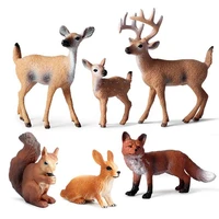6 pcs forest animals models christmas miniature figurine deer birthday party figurine toys educational toys xmas decoration toys