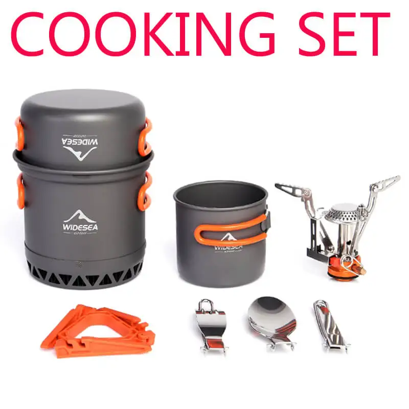 

Туристический набор для приготовления пищи, светильник рюкзак, газовая горелка, туристическая плита, столовая посуда для походов