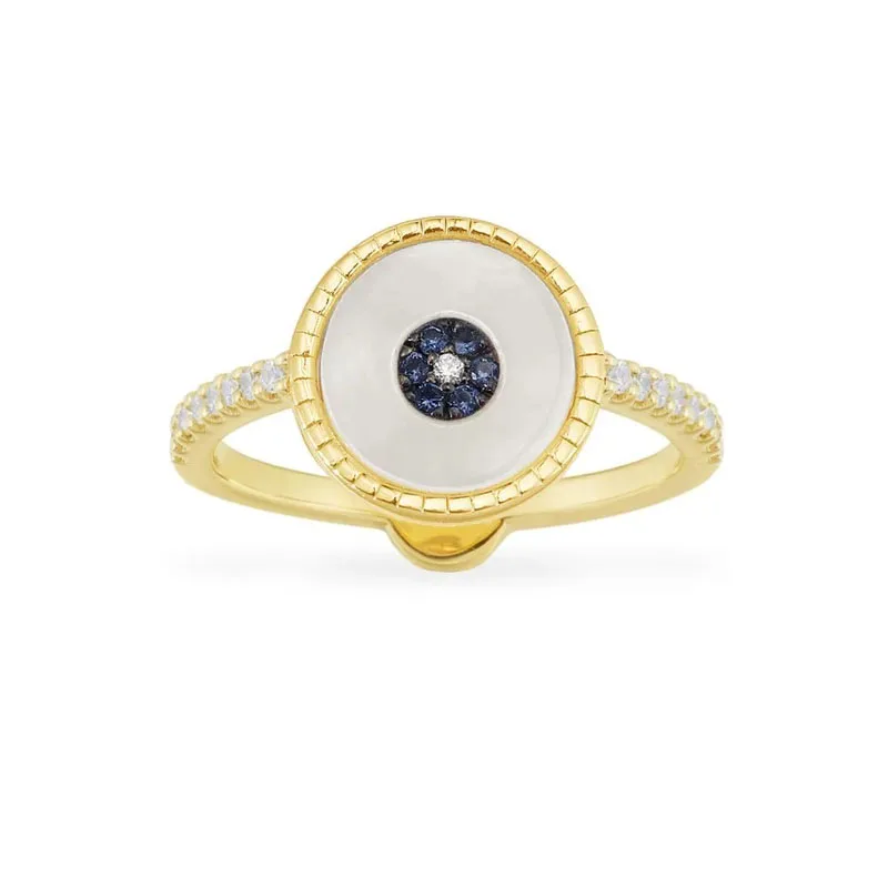 SLJELY модное Настоящее серебро 925 пробы золотистое кольцо Lucky Eye с перламутровыми
