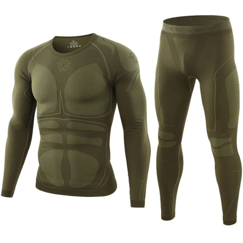 

Seamless tight tactical thermal underwear men Outdoor sports function breathable training cycling thermo underwear long johns
