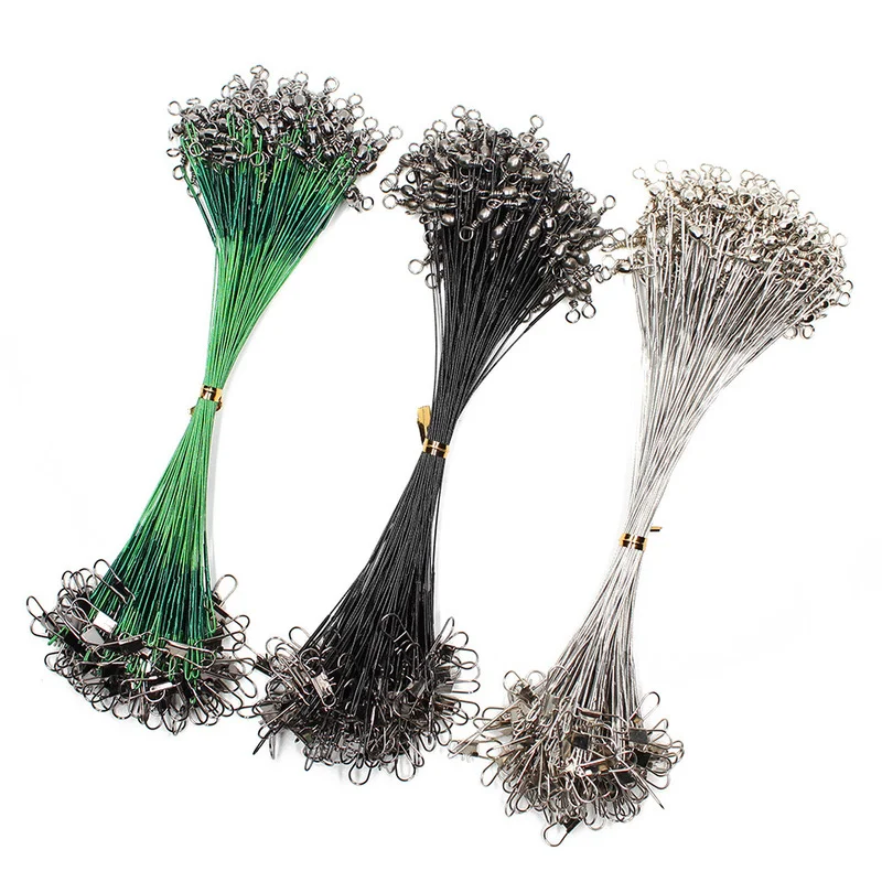 

40PCS Anti Bite Fishing Line Steel Wire Leader With Swivel Fishing Accessory Lead Core Leash Fishing Wire