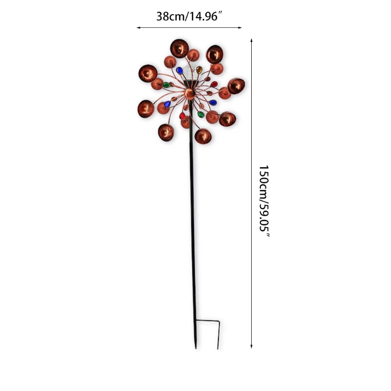 

Solar Wind Spinner Multi-Color Lights Easy Spinning Kinetic Metal Garden Decor
