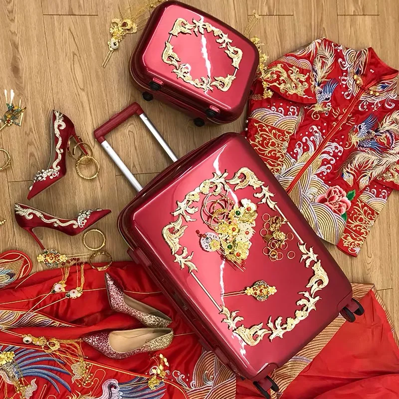 Новый комплект чемоданов 20-24 дюйма женская сумка на колесиках для багажа красный