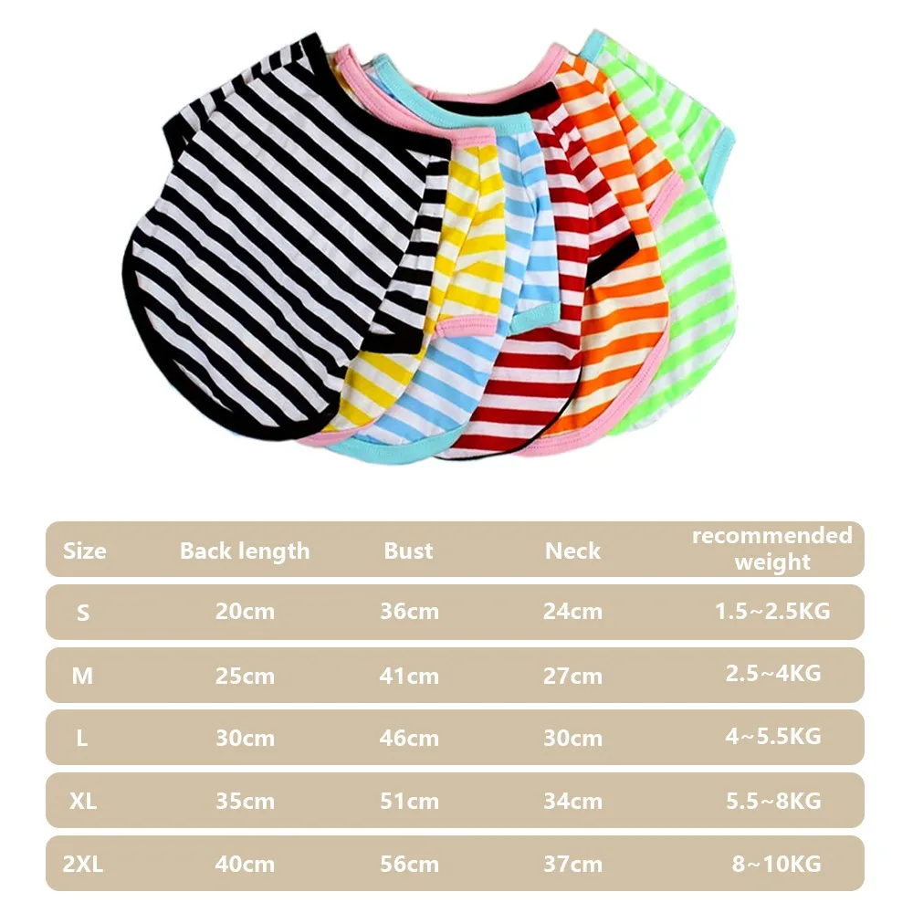 

Dog Clothes Soft T-shirt Thin Vest Striped Round Neck T-shirt For Small And Medium Dogs Pet Puppy Vest T-shirt Dog Cloth
